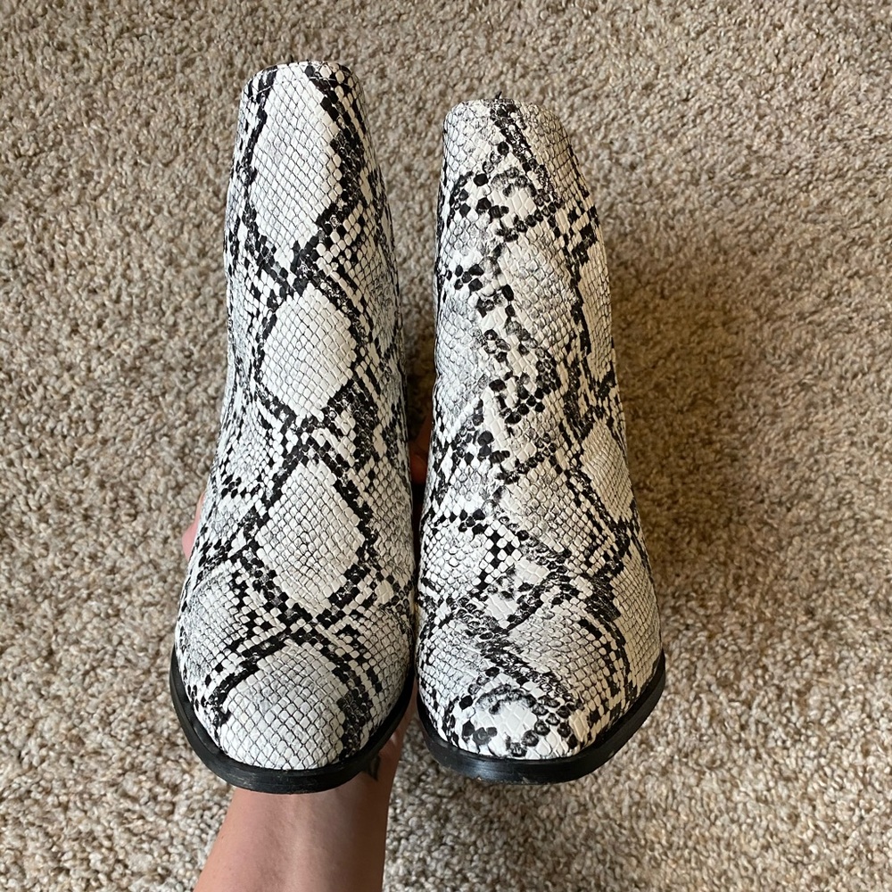 White Snakeskin Booties